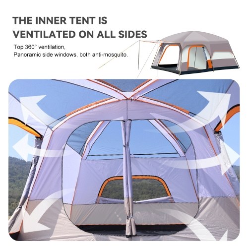 Luxury Tents For Camping Large Family Tent With Rooms 4-12 People Waterproof Two-Bedroom And One-living Room Design 