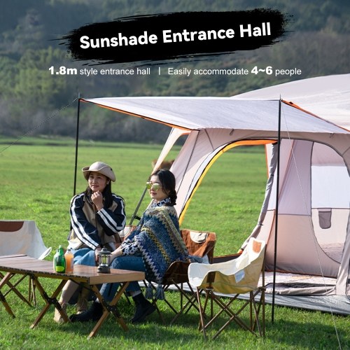 Luxury Tents For Camping Large Family Tent With Rooms 4-12 People Waterproof Two-Bedroom And One-living Room Design 