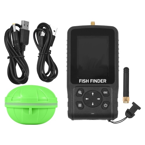Portable Fish Finder Wireless 2.6in LED Color Screen Design Ideal for Long-distance Fishing High Bright Detection Depth Range 2.6-160ft 90° 433MHz Sonar Frequency 125 KHz Fishing Gear and Equipment 