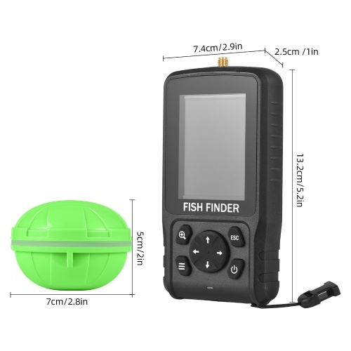 Portable Fish Finder Wireless 2.6in LED Color Screen Design Ideal for Long-distance Fishing High Bright Detection Depth Range 2.6-160ft 90° 433MHz Sonar Frequency 125 KHz Fishing Gear and Equipment 