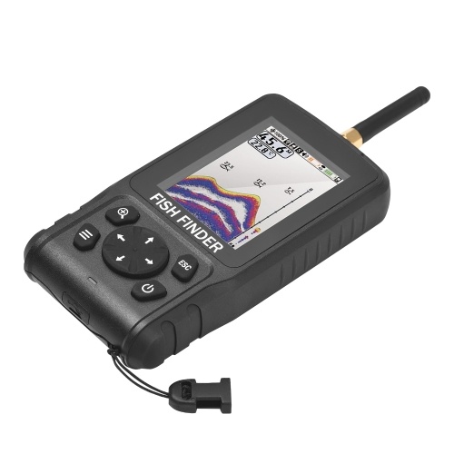Portable Fish Finder Wireless 2.6in LED Color Screen Design Ideal for Long-distance Fishing High Bright Detection Depth Range 2.6-160ft 90° 433MHz Sonar Frequency 125 KHz Fishing Gear and Equipment 