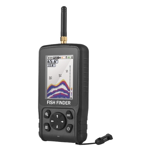 Portable Fish Finder Wireless 2.6in LED Color Screen Design Ideal for Long-distance Fishing High Bright Detection Depth Range 2.6-160ft 90° 433MHz Sonar Frequency 125 KHz Fishing Gear and Equipment 