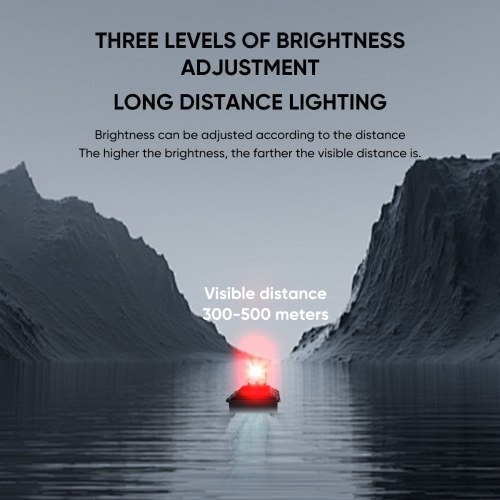 Boat Navigation Lights for Fishing Bait Boat LED Boat Lights Waterproof with 300-500M Long-Distance  IP67 Waterproof Three-Level Brightness Adjustment Strong Magnetic Suction Type-C Charging 