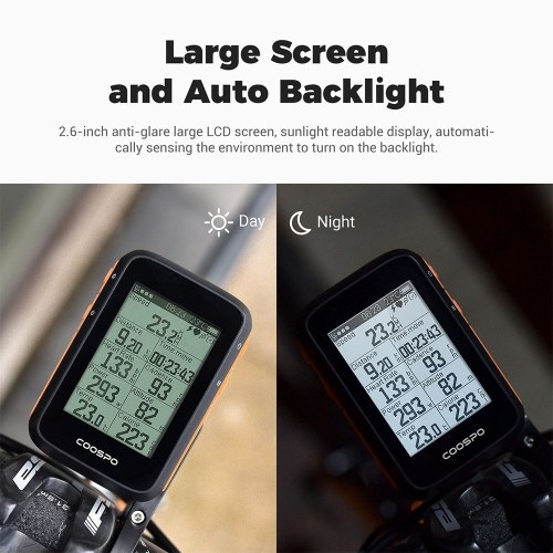 COOSPO BC200 Wireless Bike Computer Waterproof Bicycle GPS Computer with Auto Backlight LCD Screen BT Speedometer Odometer for Road Bike MTB 