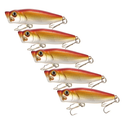

Lixada 5pcs Topwater Artificial Fishing Bait 6cm 7g Lifelike Fishing Lures Поппер Жесткие приманки с высокочастотными крючками