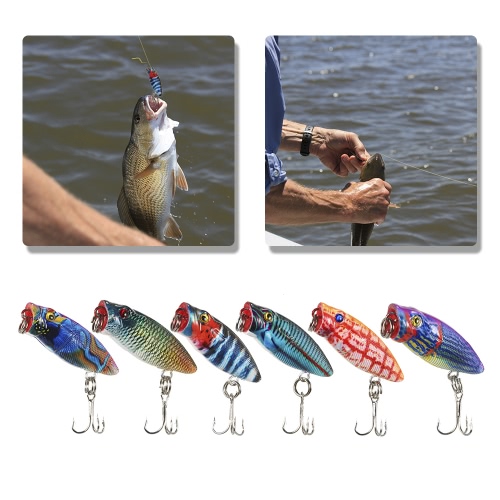 

Lixada 6PCS Floating Popper Fishing Lures 2.7g 35mm Искусственная жесткая приманка, установленная приманкой Wobbler с # 10 крючкам