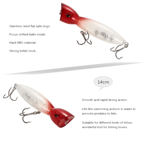 

14cm Large Popper Lure Artificial Seal Lure 3D Eyes Hard Popper Fishing Lure with Hooks and Ring for Saltwater Freshwater