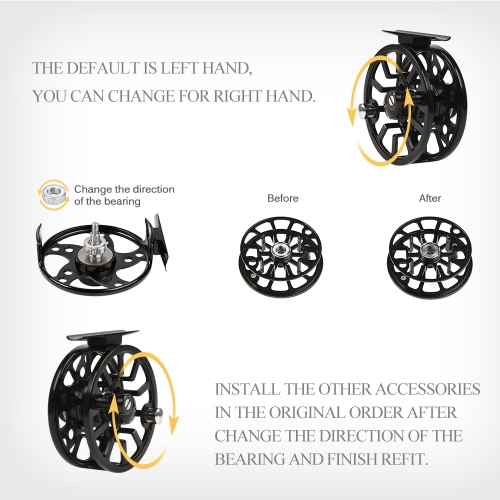 

Fly Fishing Reel Aluminum Alloy Fishing Reel 3/4 / 5/6 / 7/8 Weight 2+1 Ball Bearing Left Right Interchangeable Fly Reel