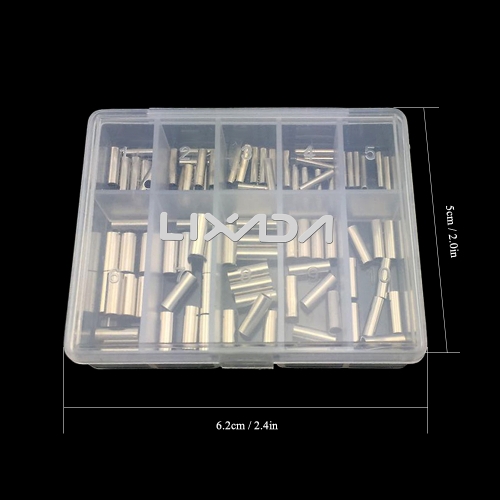 

Lixada 100Pcs Fishing Single Barrel Copper Crimping Sleeves Fishing Line Clip Tube Connector Mixed Size