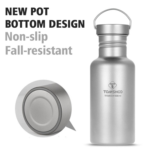 

600ml Full Titanium Water Bottle with Extra Plastic Lid Ultralight Outdoor Camping Hiking Cycling Water Bottle