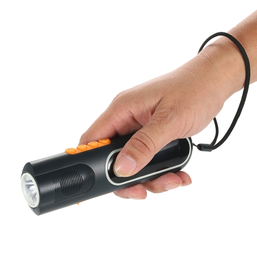

Hand Cranking фонарик USB перезаряжаемый свет светодиодный фонарик самозащищающийся сирены свет лампа мощности банка AM / FM радио