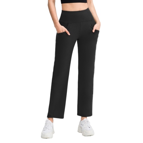 Pantalones deportivos para mujer, bolsillo de cintura alta, transpirable, de secado rápido, yoga, correr, gimnasio, pantalones deportivos, ropa deportiva