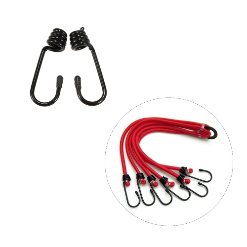 2pcs 6/8/10mm Bungee Cord Tie Down Hook Shock Cord Loop Rope Plastic-coated Steel Wire Spiral Hooks