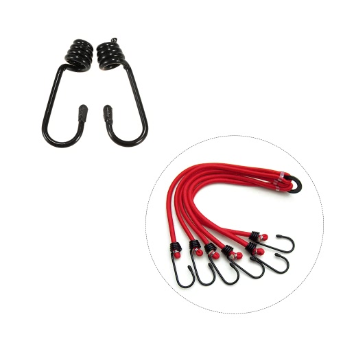 

2pcs 6/8/10mm Bungee Cord Tie Down Hook Shock Cord Loop Rope Plastic-coated Steel Wire Spiral Hooks