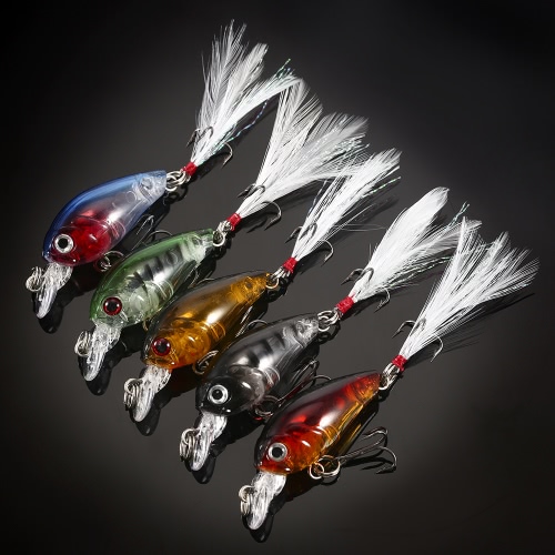 

Lixada 5PCS Diving Crankbait Fishing Lures 4g 45mm Artificial Bait Hard Fishing Lure Set Bait with #10 Hooks