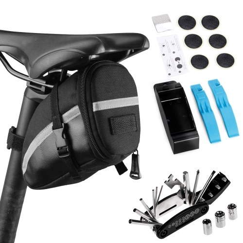 

Bike Repair Tool Kits Bicycle Saddle Bag Cycling Seat Pack 16 in 1 Multi Function Repair Tool Kit