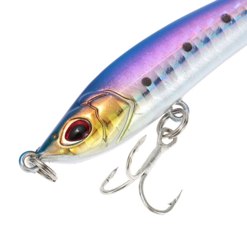 

Sinking Pencil Lure Hard Bait Artificial Fishing Lure with 2 Treble Hooks Feather