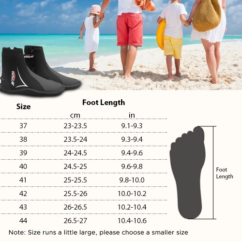 HiSEA 5mm Neoprene Dive Boots Wetsuit Boots with Side Zipper for Snorkeling Scuba Diving 