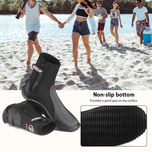 HiSEA 5mm Neoprene Dive Boots Wetsuit Boots with Side Zipper for Snorkeling Scuba Diving 