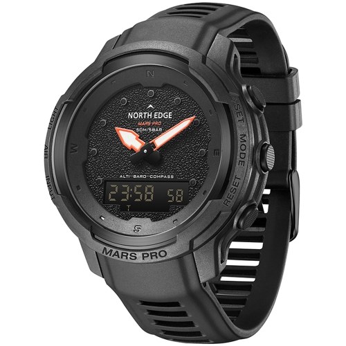 NORTH EDGE MARS Pro Carbon Fiber Outdoor Sports Men`s Watch Compass Altimeter Barometer Thermometer Alarm Clock 