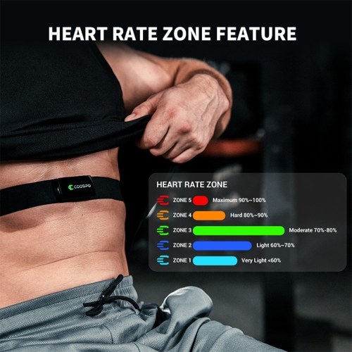 coospo H9Z Heart Rate Monitor Chest Strap Low Energy Real-Time Heart Rate Sports Monitor with BT 5.0/ANT+ for Fitness Yoga Riding Running 