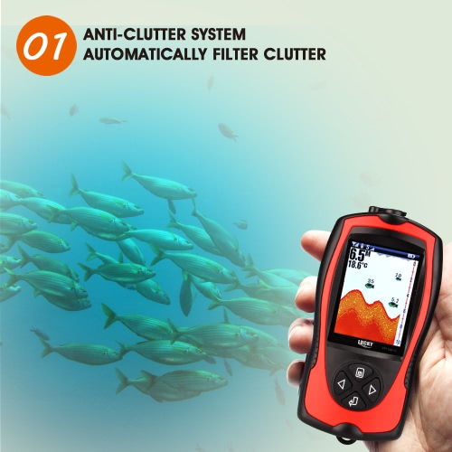 

LUCKY Portable 2-in-1 Rechargeable 2.4inch LCD Wireless Sonar Transducer Depth Locator ICE / Ocean / Boat Fish Finder Alarm Fish Detector