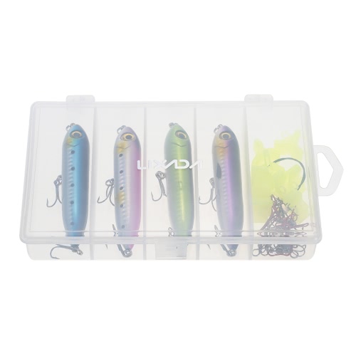 

Lixada 27pcs Lifelike Fishing Lures Set Topwater Pencil Lures Floating Artificial Hard Lures Baits Anti-tangle Rolling Barrel Swivels Treble Hooks Hook Covers with Storage Box