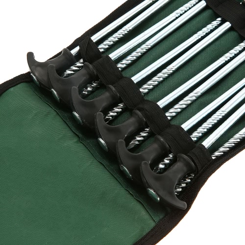 

12pcs Portable Spiral Tent Peg Set Outdoor Awning Camping Tent Peg Stakes Nail Ground Anchor