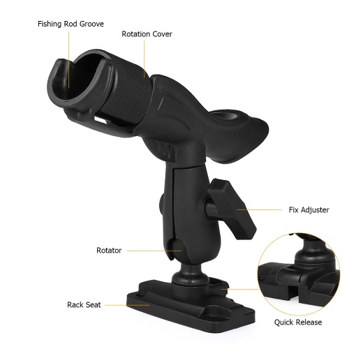 

Fishing Support Rod Holder Bracket Kayaking Fishing Tackle Tool 360 Degrees Rotatable Rod Holder With Screws For Boat