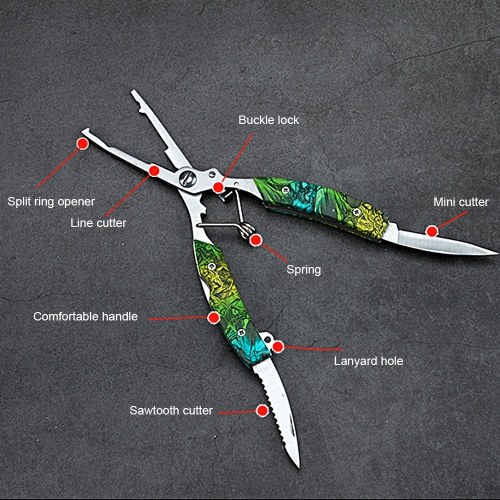 

Multi-purpose Stainless Steel Pliers Scissors Line Cutter Camouflage Fishing Pliers