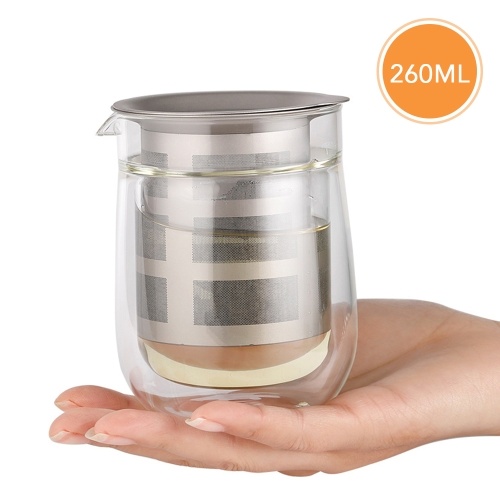 260ml Clear High Borosilicate Glass Teapot Kettle Tea Maker with Mesh Titanium Infuser