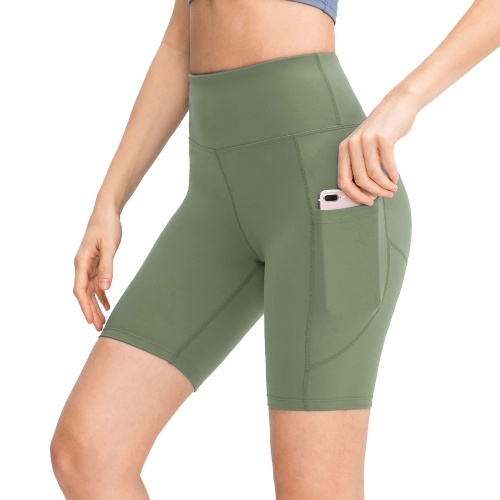 

Women Yoga Shorts with Pockets High Waist Sports Tights Stretch Running Fitness Workout Pants Gym Sportswear