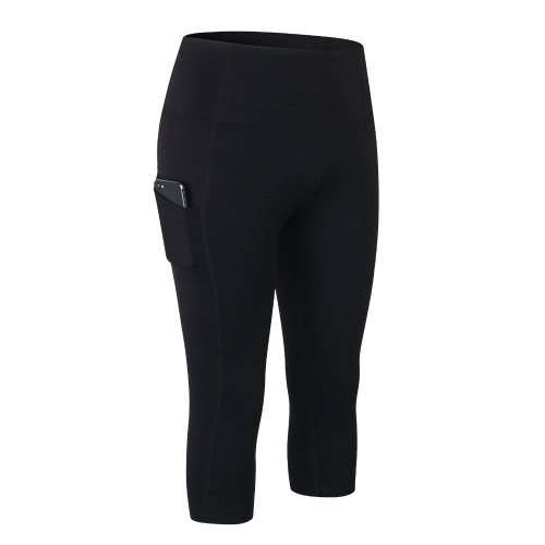 Mujeres Yoga Legging Capris con bolsillos de secado rápido Cintura alta Push Up Sport Workout Pants