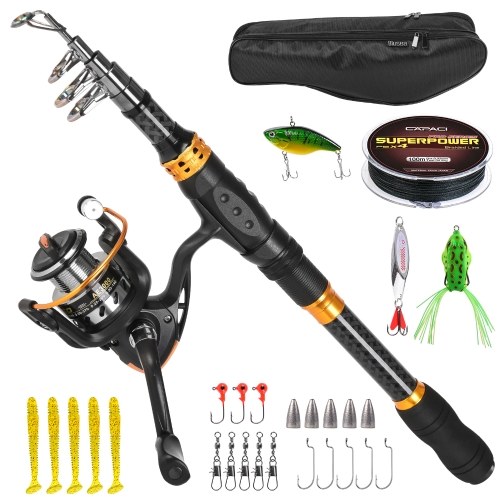 

Fishing Rod and Reel Combo Carbon Fiber Telescopic Fishing Rod with Reel Combo Set Lures Jig Hooks Fishing Carrier Bag