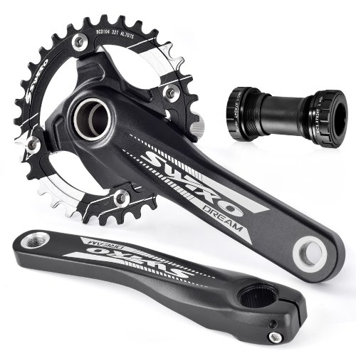 SWTXO Bike Crank Arm Set 170mm 104 BCD with Bottom Bracket and 32T Chainring for 8 9 10 11 12 Speed Mountain Bike Road Bike