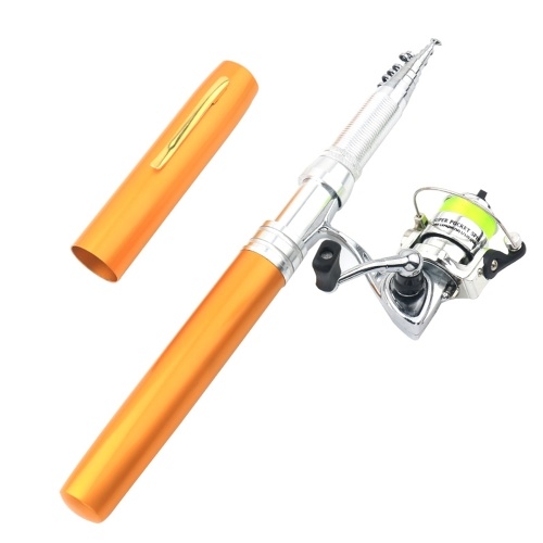 

Portable Pen Shape Fishing Rod Telescopic Aluminum Alloy Fishing Pole + Metal Fishing Reel Spinning Reel