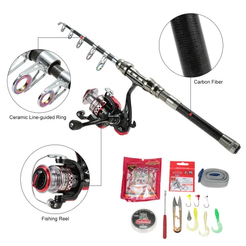 

Lixada High-end Portable Hand Pole Sea Full Fishing Kit Set Carbon 2.1m Telescopic Fishing Rod with Fishing Reel and Other Fishing Accessories Sea Ocean Saltwater Freshwater Fishing Rod Kit Set