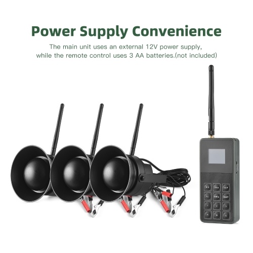 TOMTOP Bird Repellent Devices Outdoor Wireless MP3 Bird Repellent System 3in1 with Remote Control 50W Speakers 182 Sounds Animal Repellent Outdoor