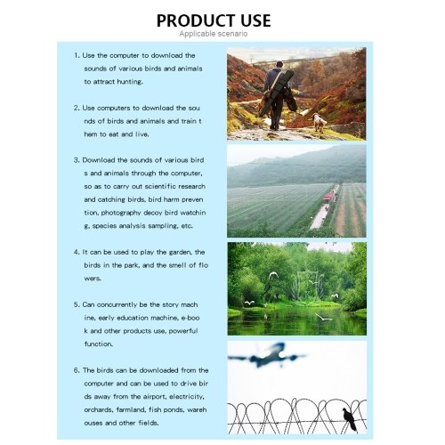 TOMTOP Bird Repellent Devices Outdoor Wireless MP3 Bird Repellent System 3in1 with Remote Control 50W Speakers 182 Sounds Animal Repellent Outdoor