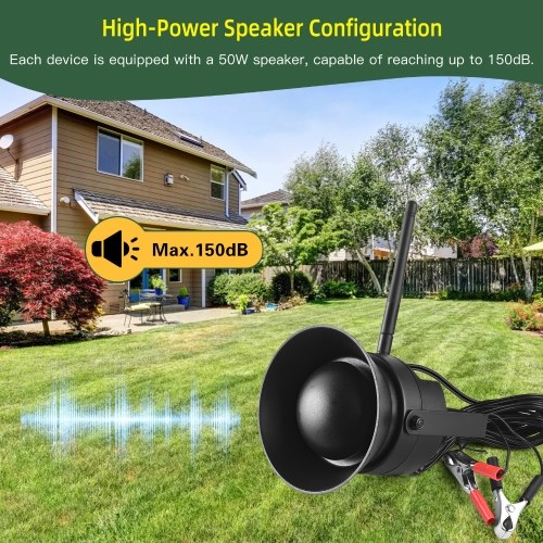 TOMTOP Bird Repellent Devices Outdoor Wireless MP3 Bird Repellent System 3in1 with Remote Control 50W Speakers 182 Sounds Animal Repellent Outdoor