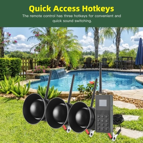 TOMTOP Bird Repellent Devices Outdoor Wireless MP3 Bird Repellent System 3in1 with Remote Control 50W Speakers 182 Sounds Animal Repellent Outdoor