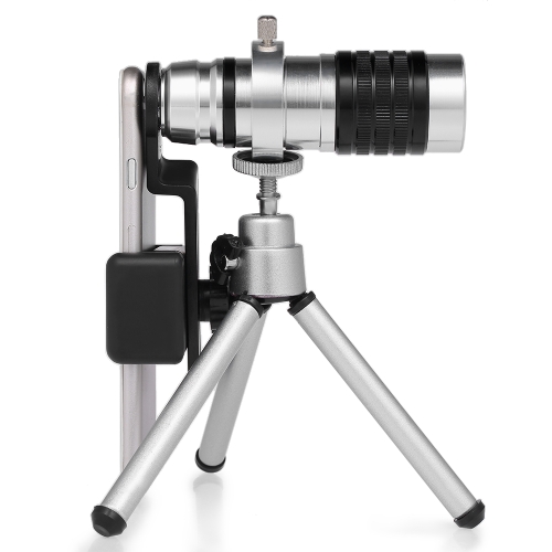 

12x21 Mini Pocket Monocular Lightweight Aluminum Monocular Telescope Scope with Tripod and Smartphone Adapter Holder