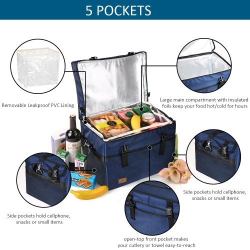 

TOMSHOO 10L / 18L / 28L / 37L / 47L / 70L Large Capacity Insulated Lunch Bag with Unique Buckle Design Reusable Foldable Cooler Tote Grocery Bag Portable Outdoor Picnic Food Delivery Carrier Bag Box for Camping Hiking Car Trip