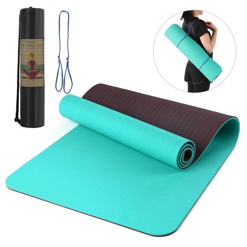 

72.05×24.01in Portable Double Dual-colored Yoga Mat Thicken Sports Mat Anti-slip Exercise Mat for Fitness Workouts with Carrying Strap and Storage Bag