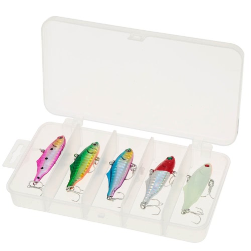 

5pcs многоцветной VIB жесткий приманки Minnow рыбалка заманить с двумя тройные крючки 60 мм 14g
