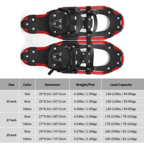 

Lixada Snowshoes Women Men Aluminum Snow Shoes with Adjustable Bindings Carrying Tote Bag-29inch