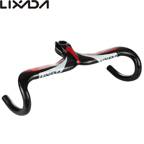 Lixada Ultra-light Full Carbon Fiber Road Bicicleta Bicicleta Integrada Handlebar Stern Handle Bar Barra de queda Glossy Finish Style Acessórios Bent Bar