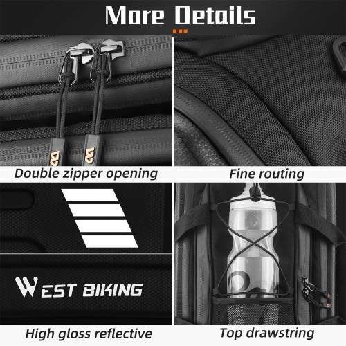 WEST BIKING E-Bike Rear Seat Bag Electric Bicycle Battery Bag Expandable Large Capacity Bicycle Rack Seats Bag Waterproof Cycling Bag 