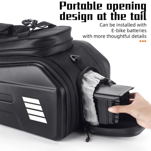 WEST BIKING E-Bike Rear Seat Bag Electric Bicycle Battery Bag Expandable Large Capacity Bicycle Rack Seats Bag Waterproof Cycling Bag 