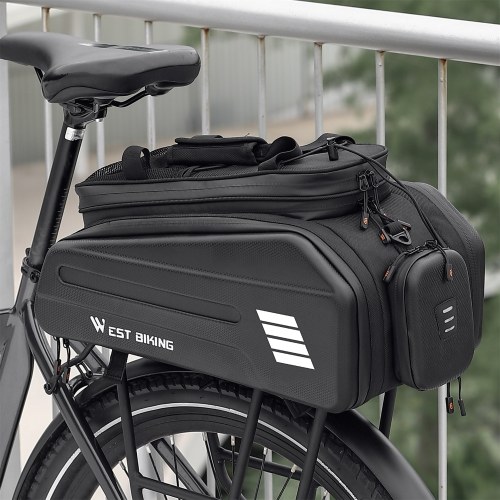 WEST BIKING E-Bike Rear Seat Bag Electric Bicycle Battery Bag Expandable Large Capacity Bicycle Rack Seats Bag Waterproof Cycling Bag 